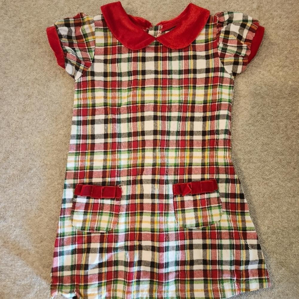 Plaid Dress with Red Collar